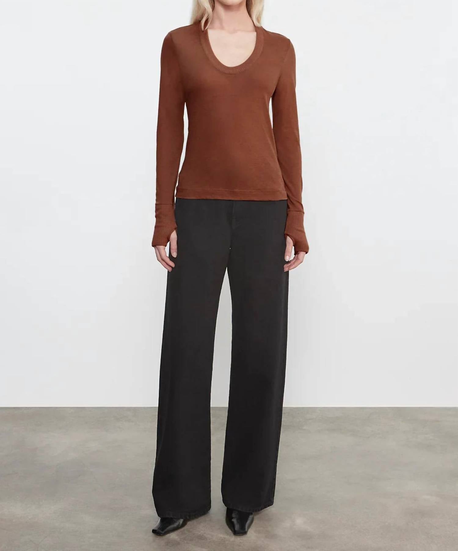 Enza Costa - Cashmere Loose-fitting Round Neck Top With Turned-up Hem