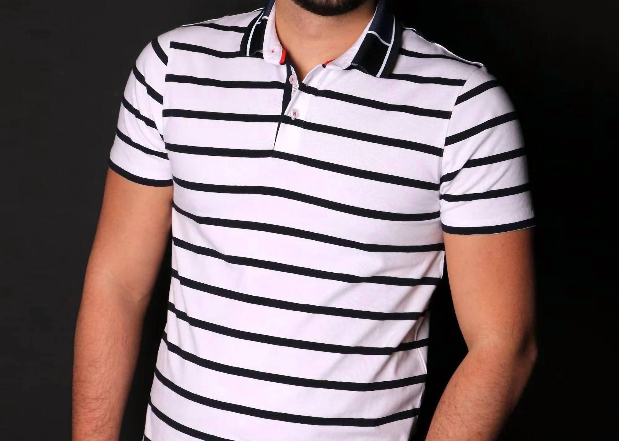 Eight X - Striped Polo With Contrasting Collar