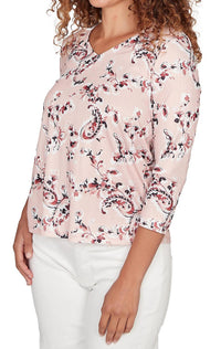 Emaline - V Neck Paisley Onion Skin Top