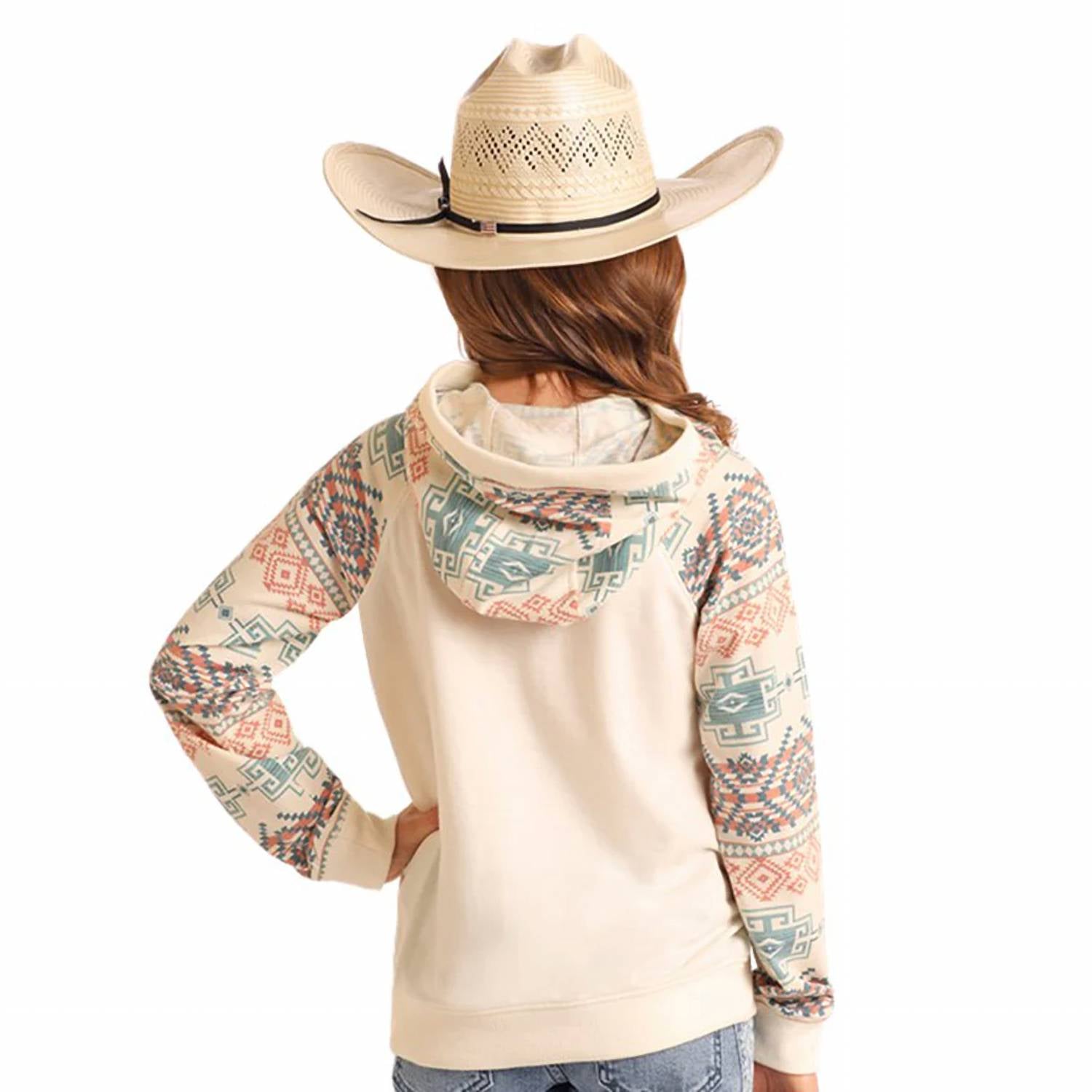 Rock & Roll Cowgirl - Girls Contrast Sleeve Hoodie