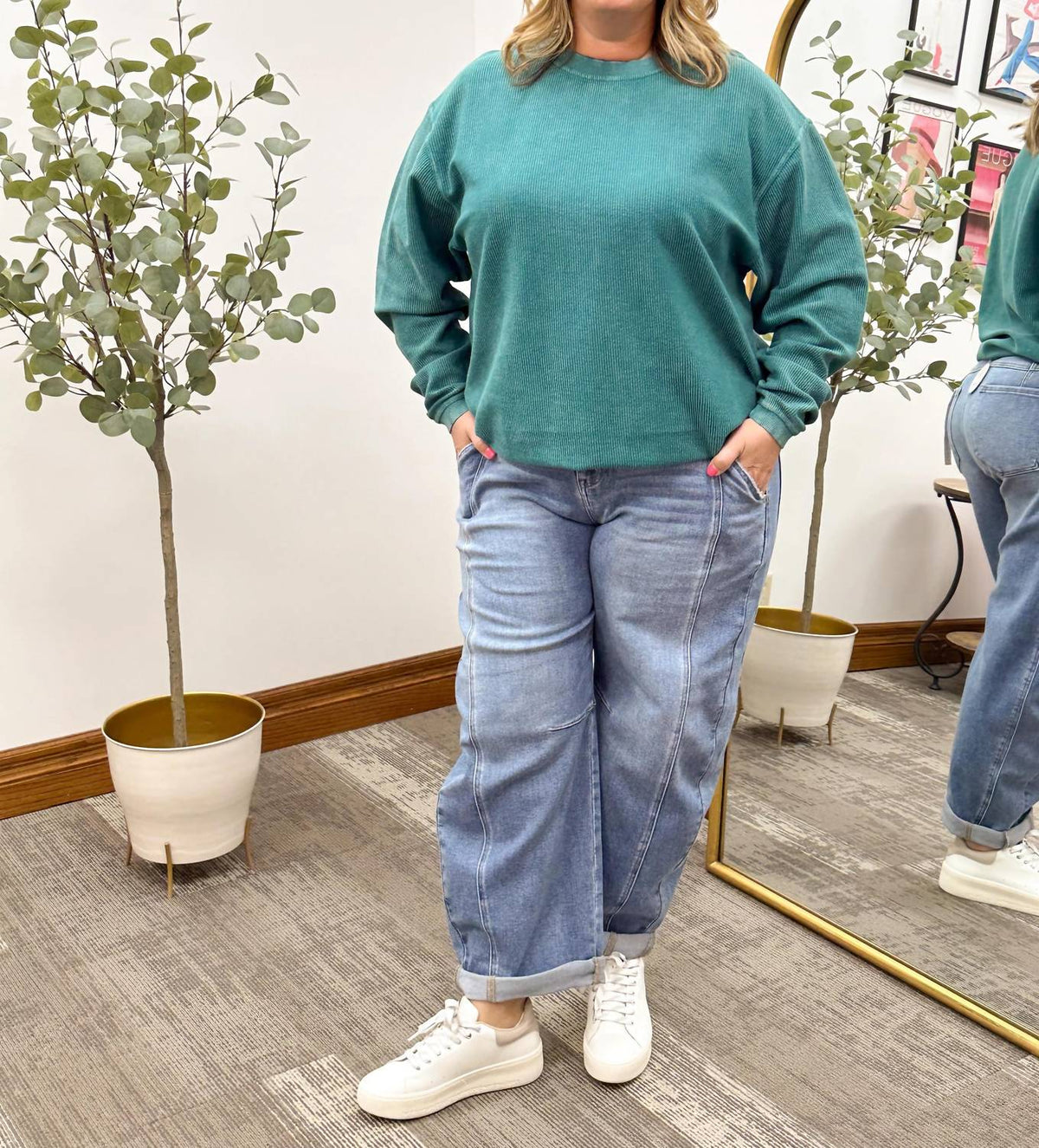 Risen - Women's Plus Size Slouchy Barrel Ankle Cuffed Jeans