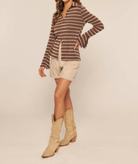 Kylie Paige Frankie Top in striped - women's long sleeve top - alternate view