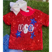 Kidscharm - Kid's Usa Sequin Tee