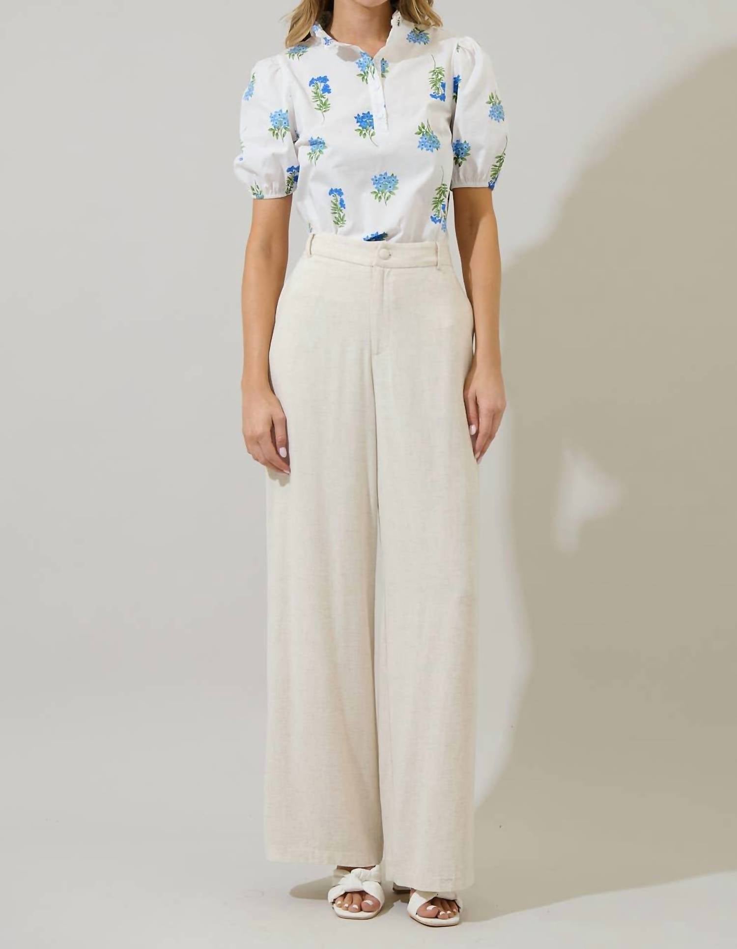Sugarlips - Jillian Floral Miraya Mock Neck Poplin Top