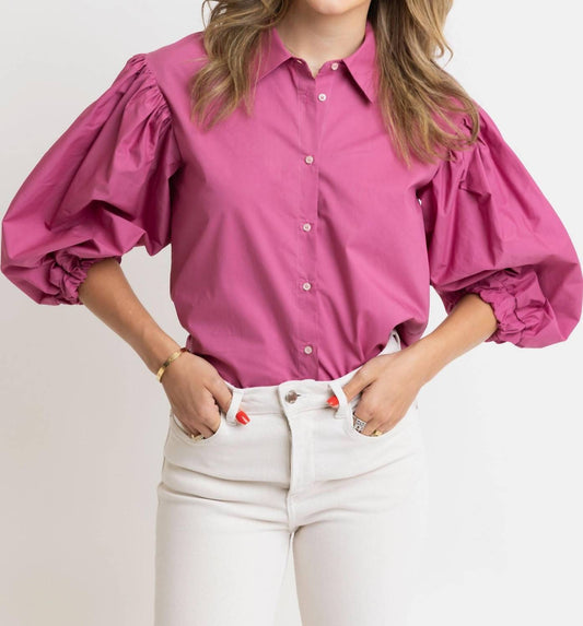 Karlie - Solid Poplin Button Top