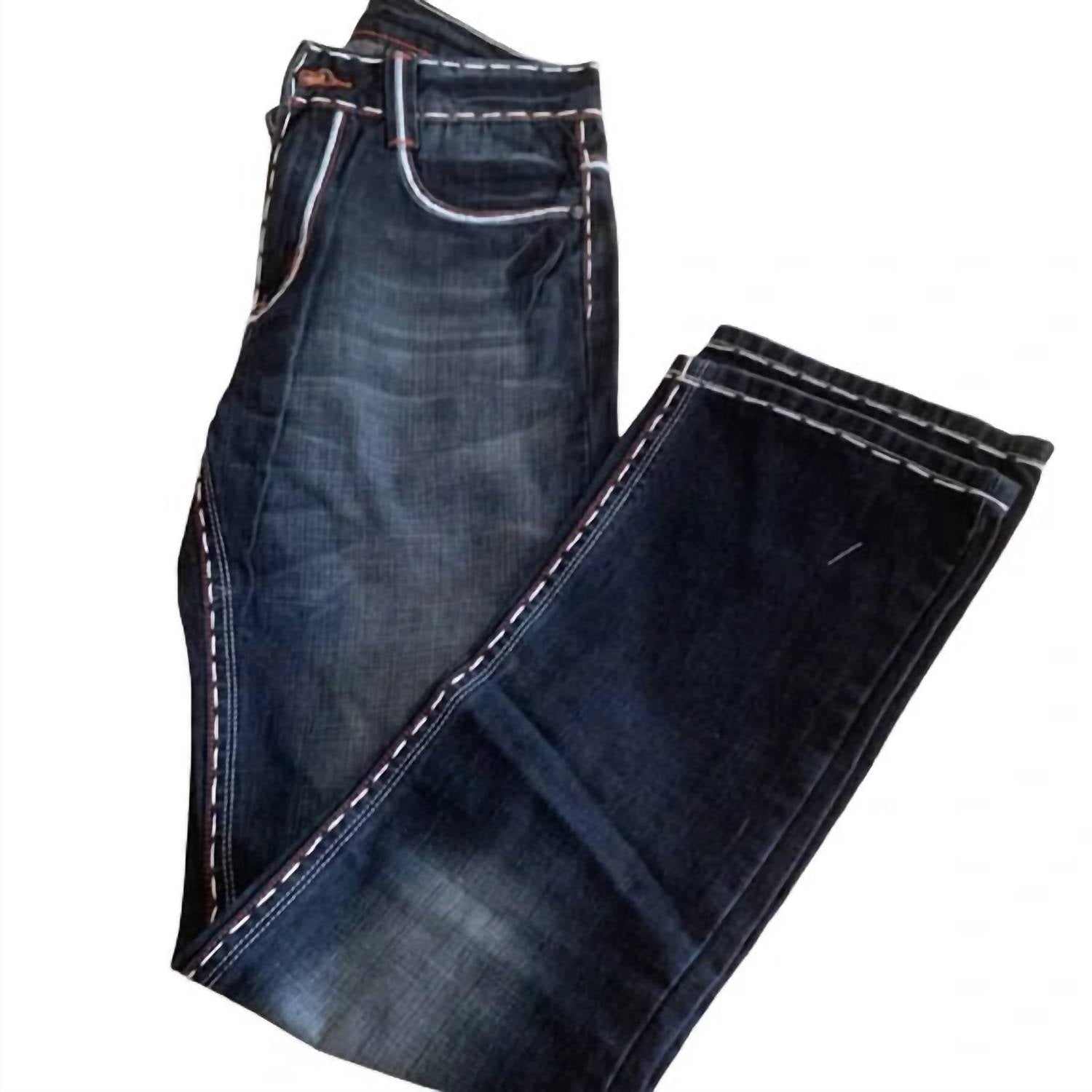 Laverita - Men's Straight Leg Jeans With Skater Embroidered