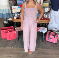 Hem & Thread - Smocked Wide Leg Flowy Jumpsuit