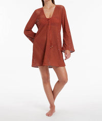 JETS Stretch Lace Kaftan Cover Up in russet - women's dress