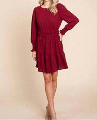 Glam - Gabbie Long Sleeve Tiered Mini Dress