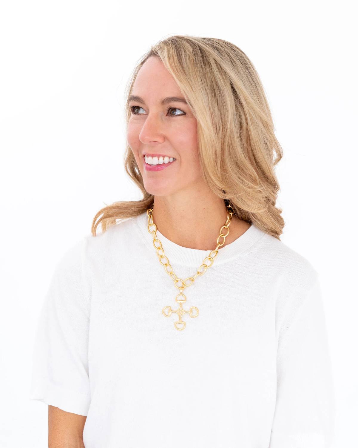 Susan Shaw - Horsebit & Cross Necklace