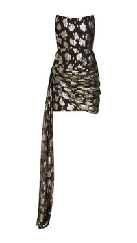 Amanda Uprichard Alaia Midweight Jacquard Dress in black gold - women's dress - view 5