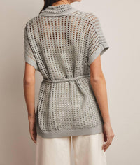 Forte Open Knit Belted Cardigan in seafoam - women's cardigan - view 4