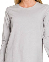 Zenana - Cotton Crewneck Long Sleeve Tee
