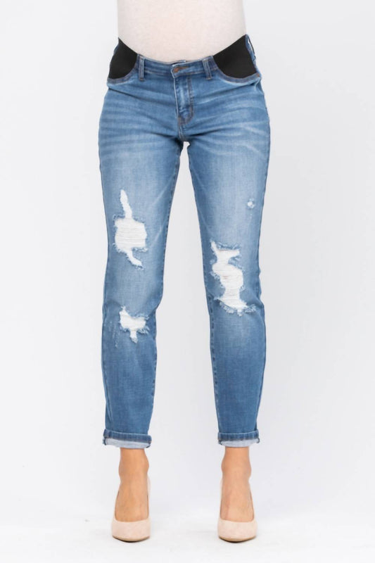 Judy Blue - Bloom Maternity Destroyed Boyfriend Denim Mid Rise