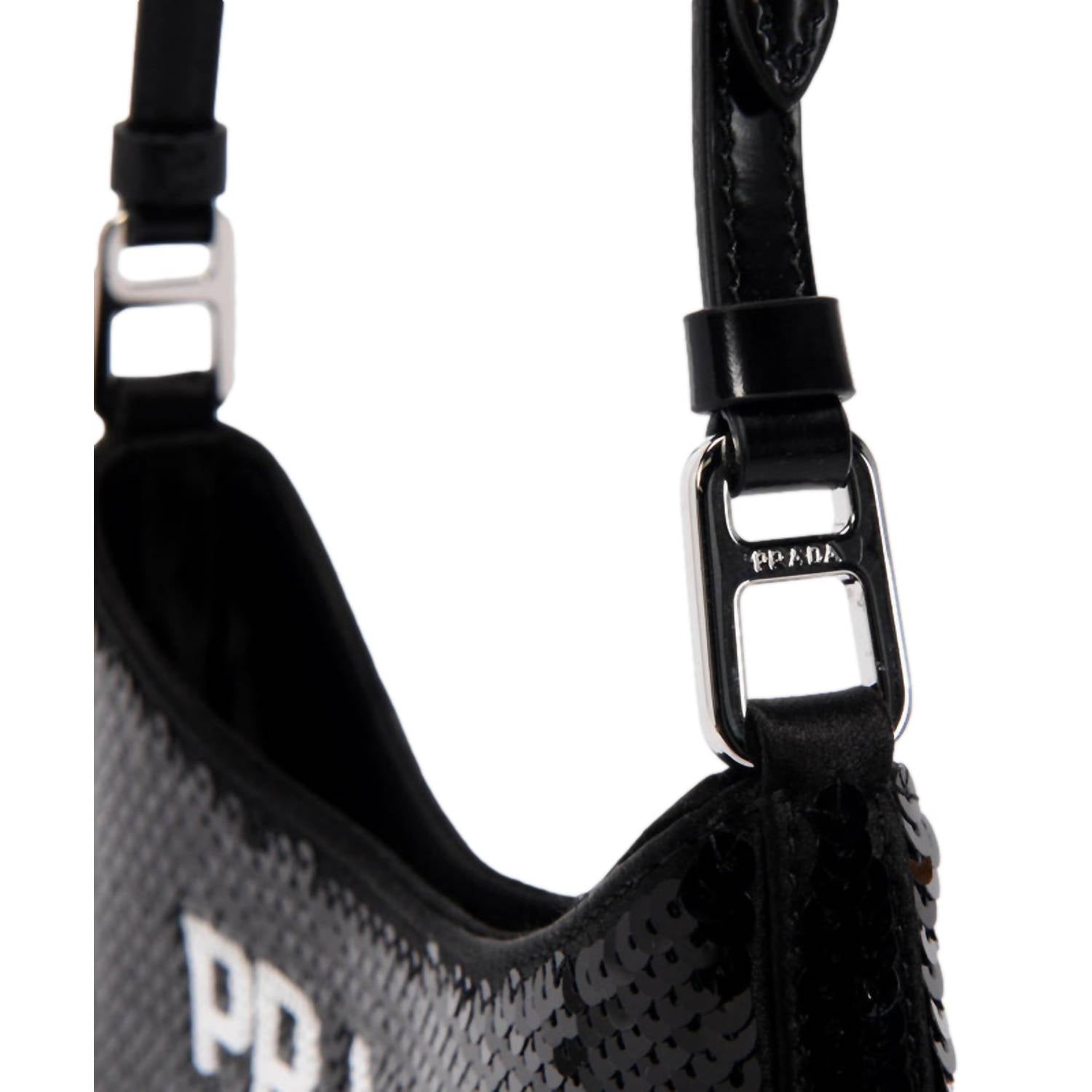 Prada - Women's Cleo Sequin Milano Logo Mini Leather Shoulder Bag