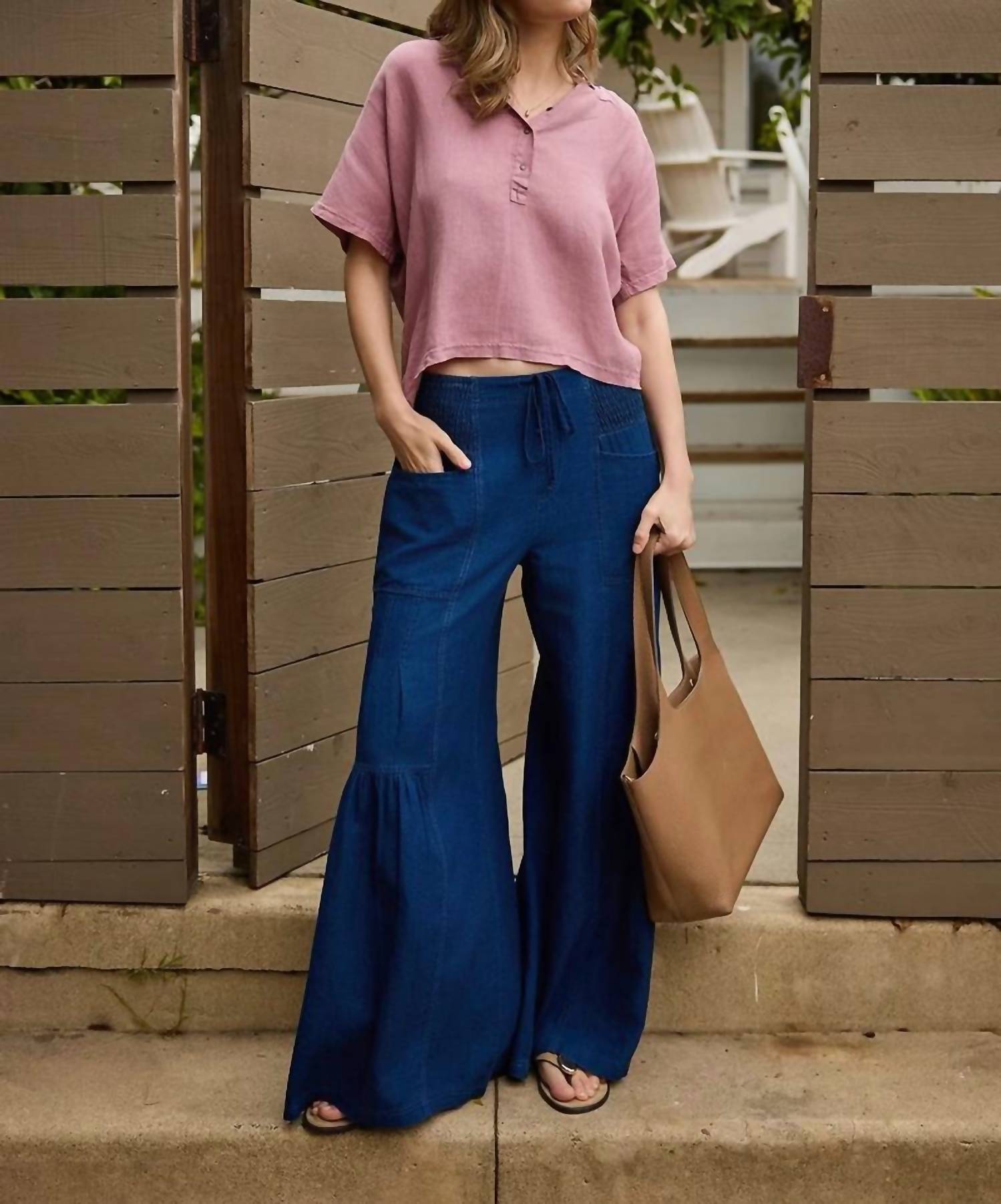 Xcvi - Zain Twill Tiered Wide Leg Pants
