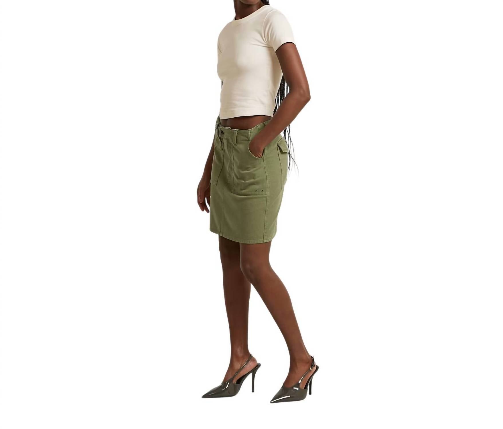 G-Star Short Cargo Denim Patch-pocket Mini Skirt in green - women's skirt - view 5