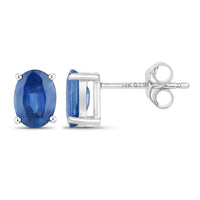 Diana M Jewels Women's Oval Natural Sapphire Stud Earrings (1.90 Ct) - Classic in 14k white gold - women's jewelry - detail view