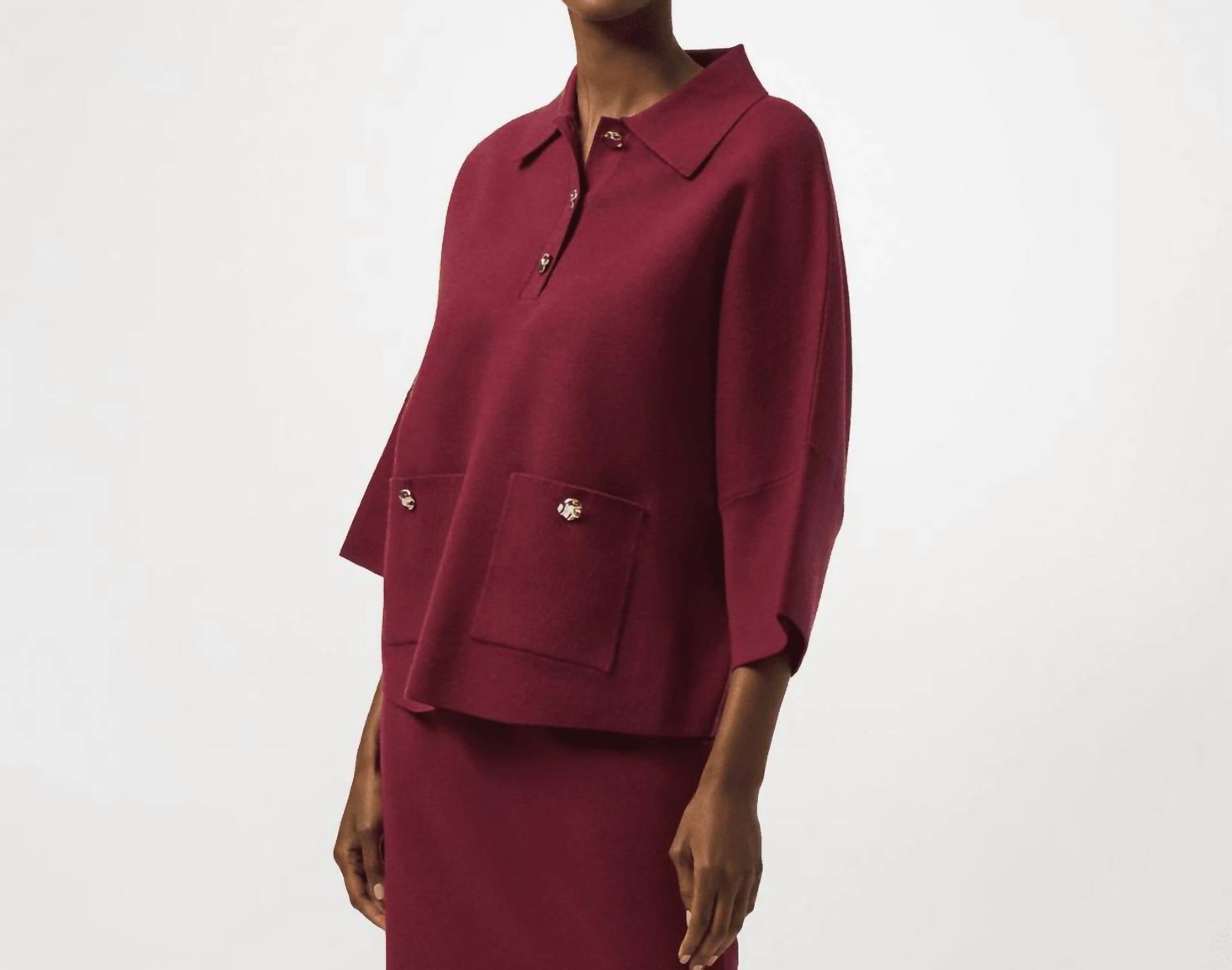 Joseph Ribkoff - Boxy Knit Pullover With Polo Collar