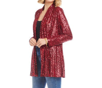 Karen Kane Sequin Duster in ruby - women's jacket - detail view