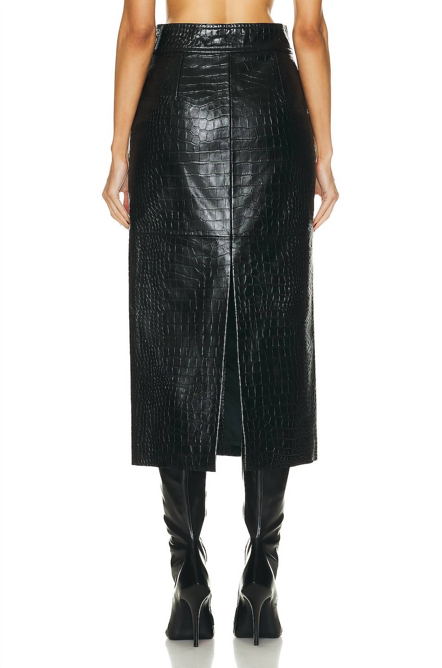 Helmut Lang - Women's Embossed Leather Midi Skirt