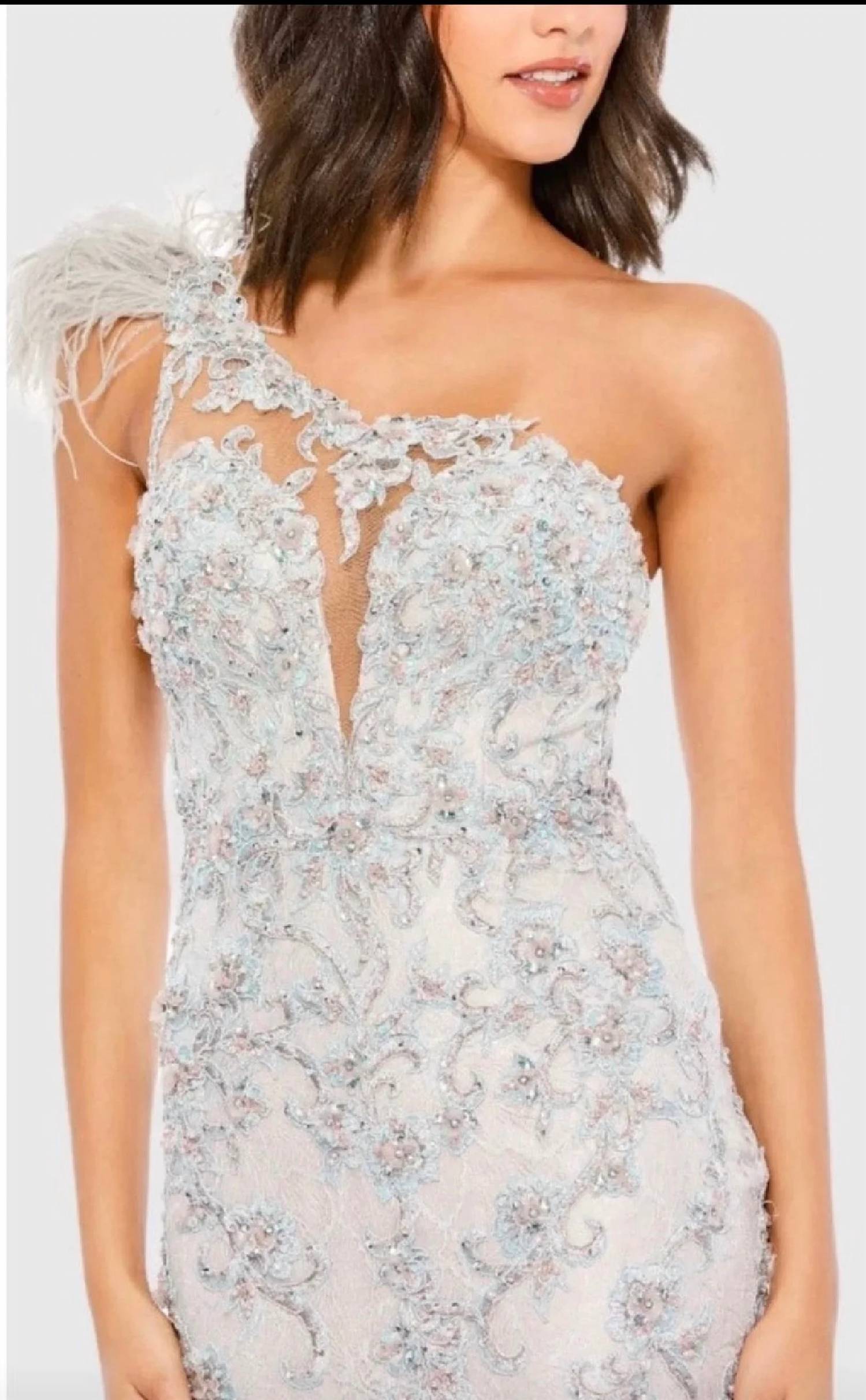 Mac Duggal - Embroidered Feathered One Shoulder Trumpet Gown