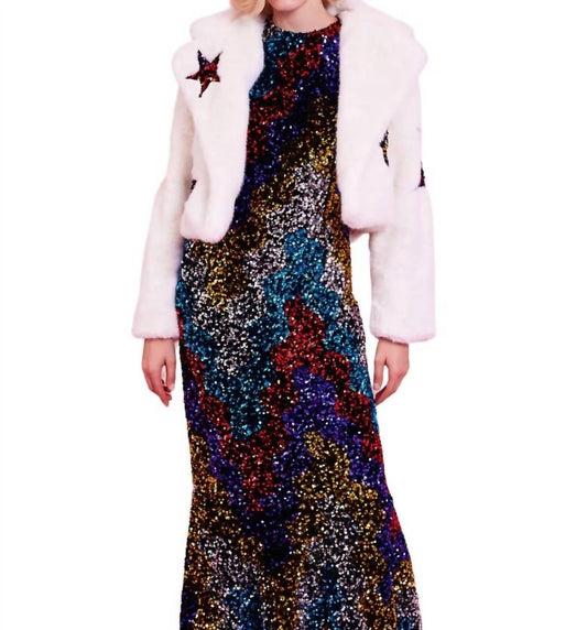 Jayley - Faux Fur Sequins Star Jacket