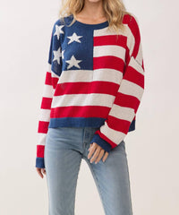 Tcec - American Flag Pattern Knit Pullover Sweater