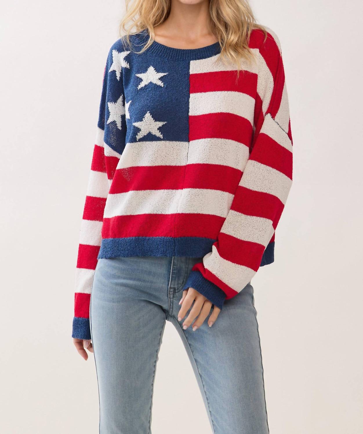 Tcec - American Flag Pattern Knit Pullover Sweater