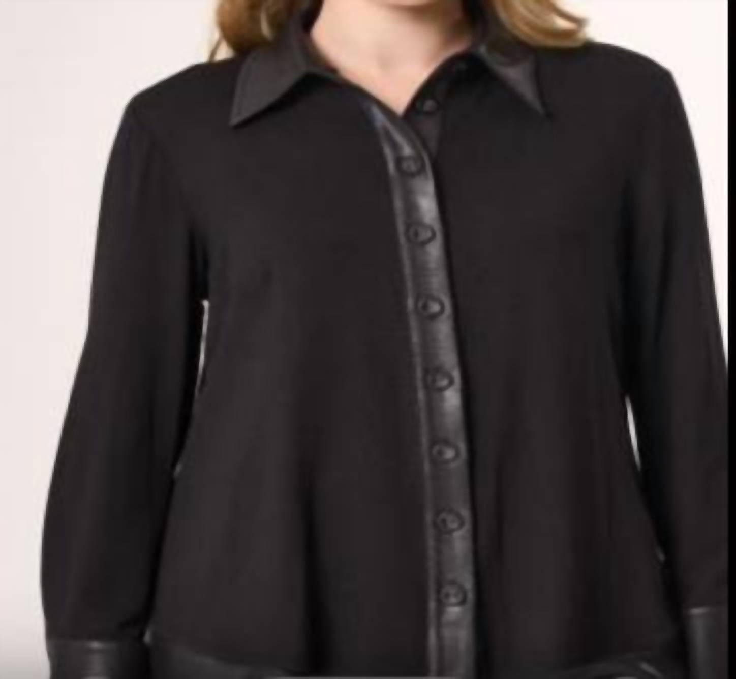 Angel - Button down shirt jacket with vegan leather trim