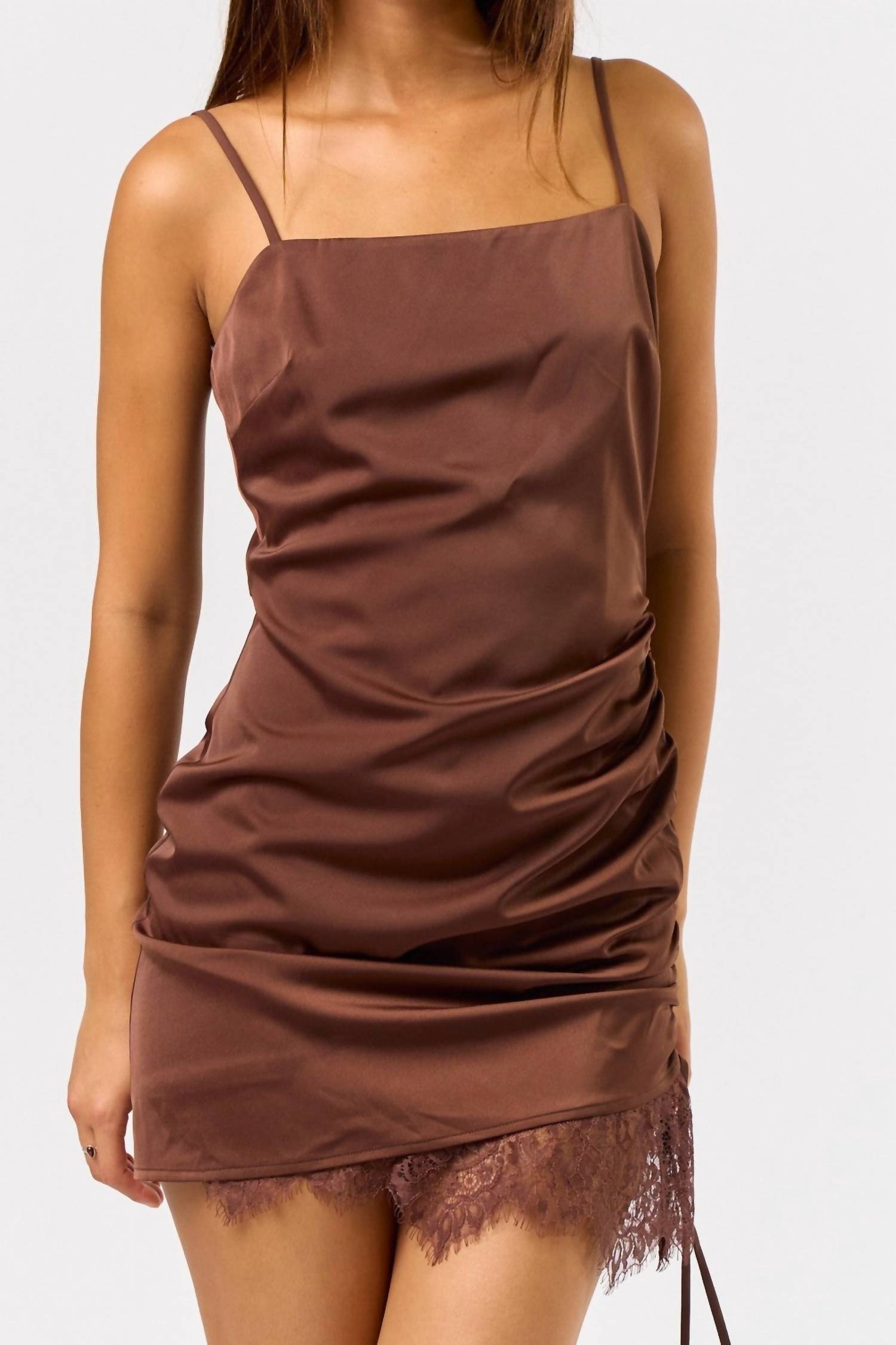 Blue Blush - Satin Mini Dress with Lace