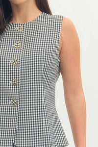 entro Pamela Gingham Sleeveless Romper in black - women's pants - view 5