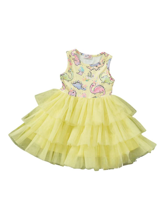 Pete + Lucy - Girl's Dashin Dinos Tulle Dress