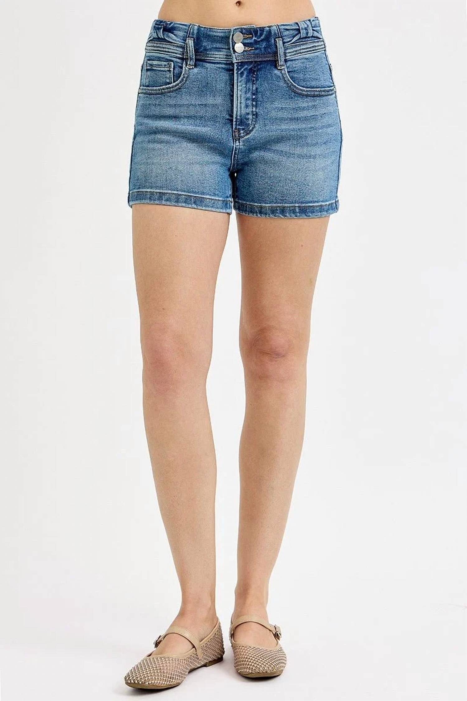 Risen - High Rise Bow Detail Tummy Control Shorts