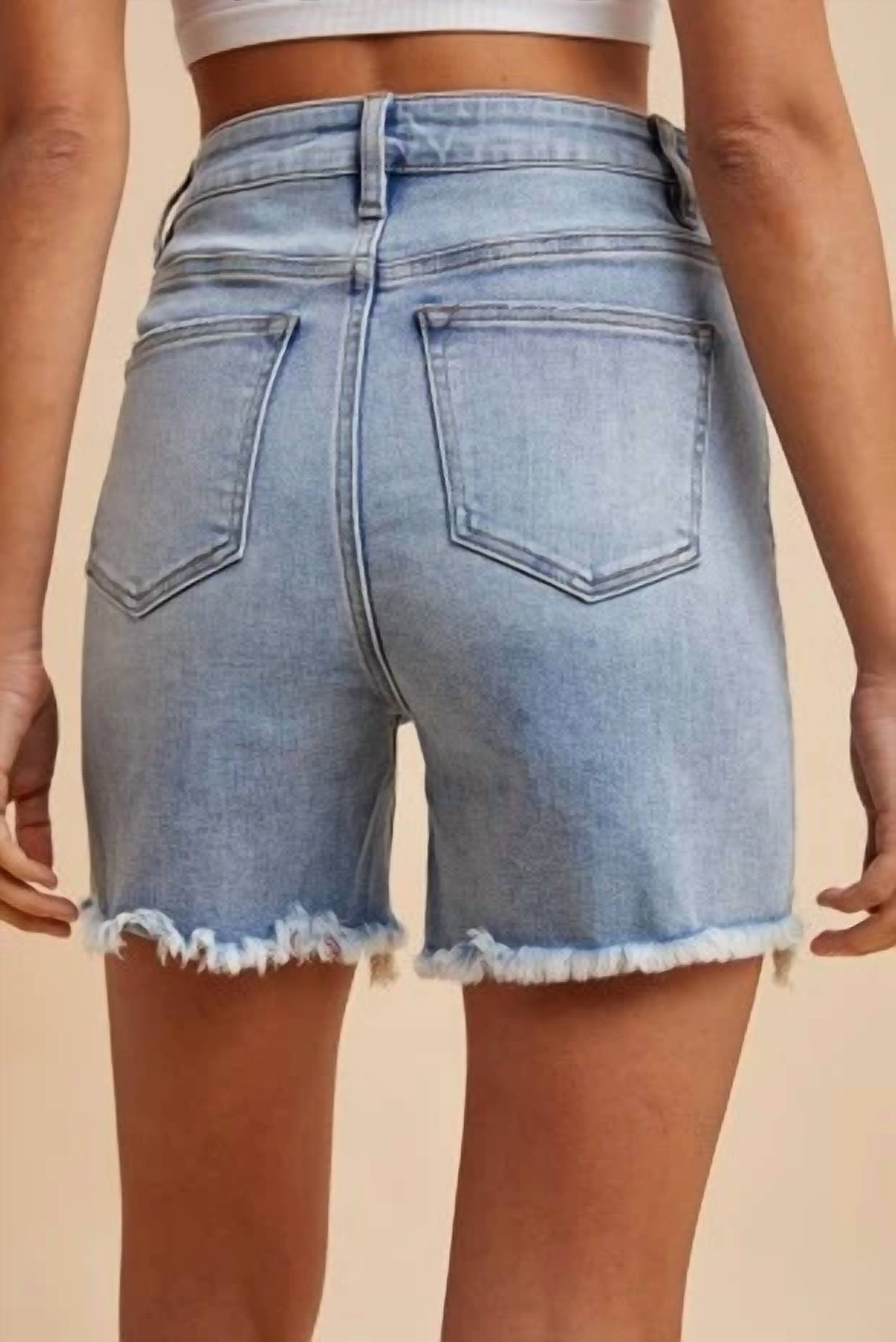Anniewear - Comfort Stretch Distressed Frayed Hem Shorts