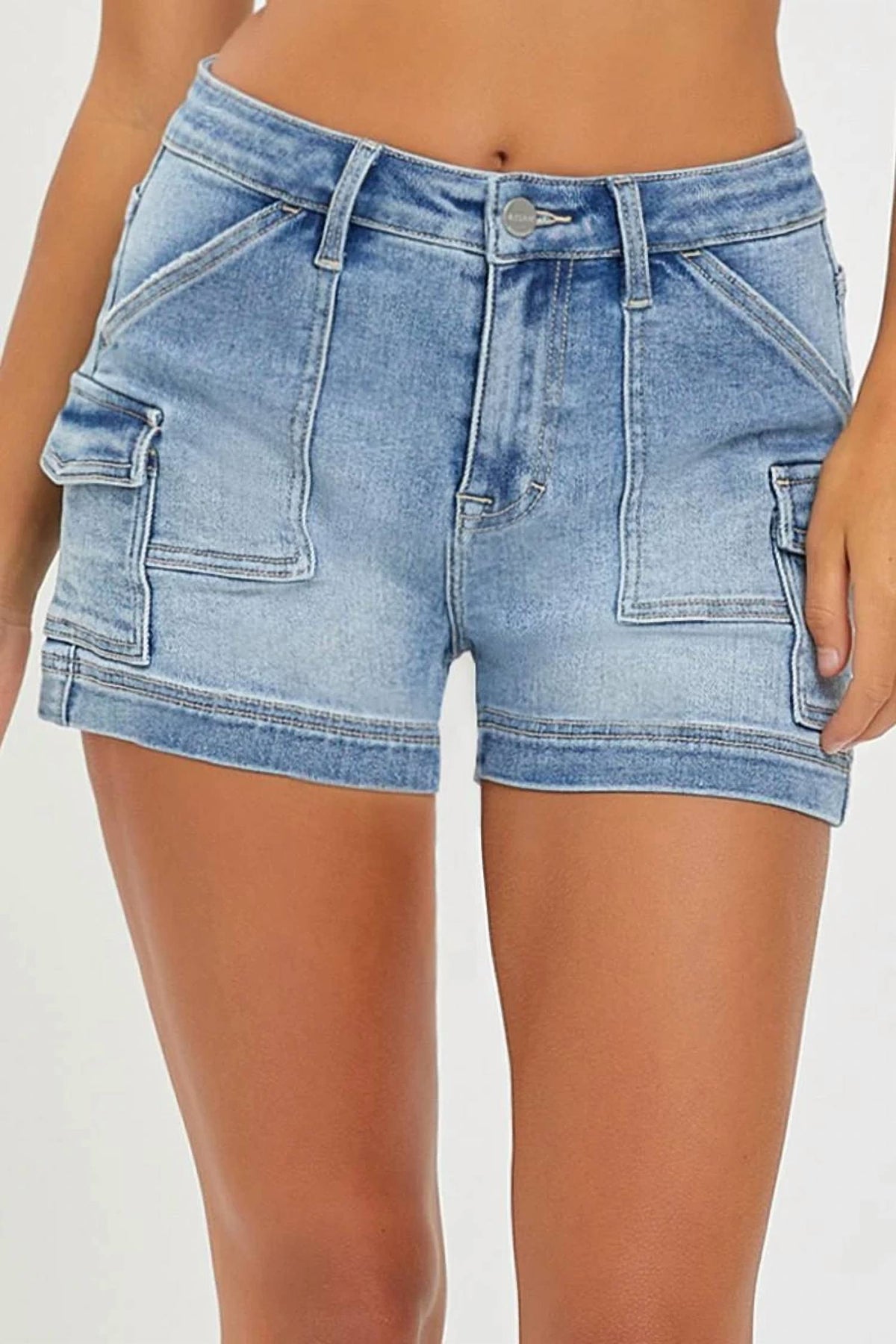 Risen - High Rise Side Cargo Pocket Shorts