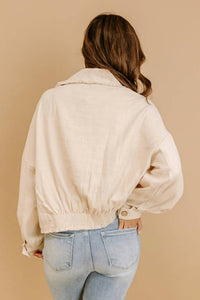 Lalavon - Collar Button Raw Hem Jacket