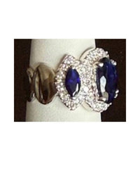 P & K Jewelry Women's Sterling Navy Cubic Zirconia Ring in blue silver - women's jewelry