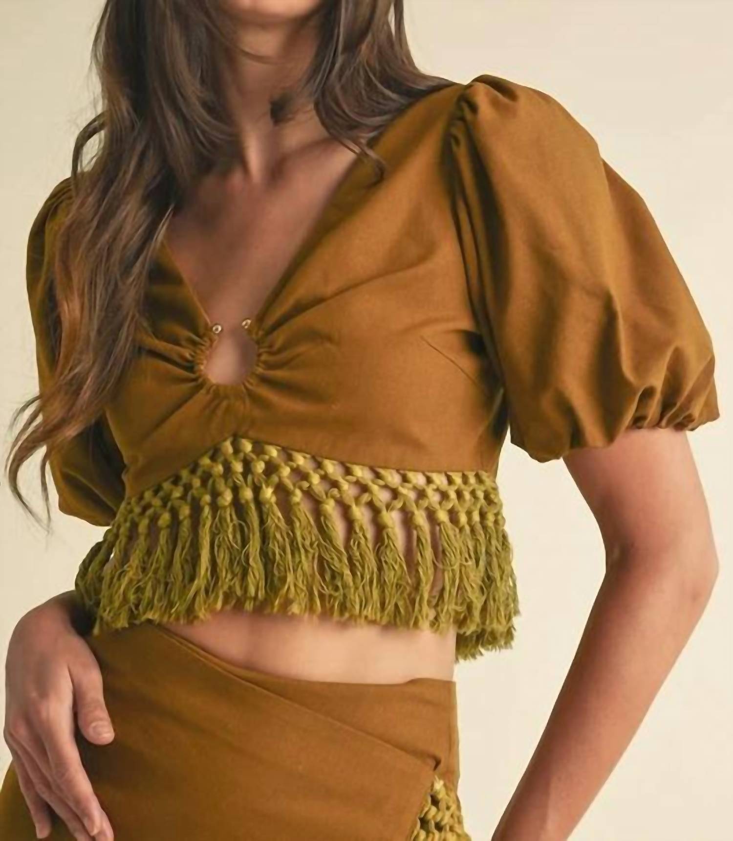 Luxxel - Lili Fringe Crop Top & Mini Skirt