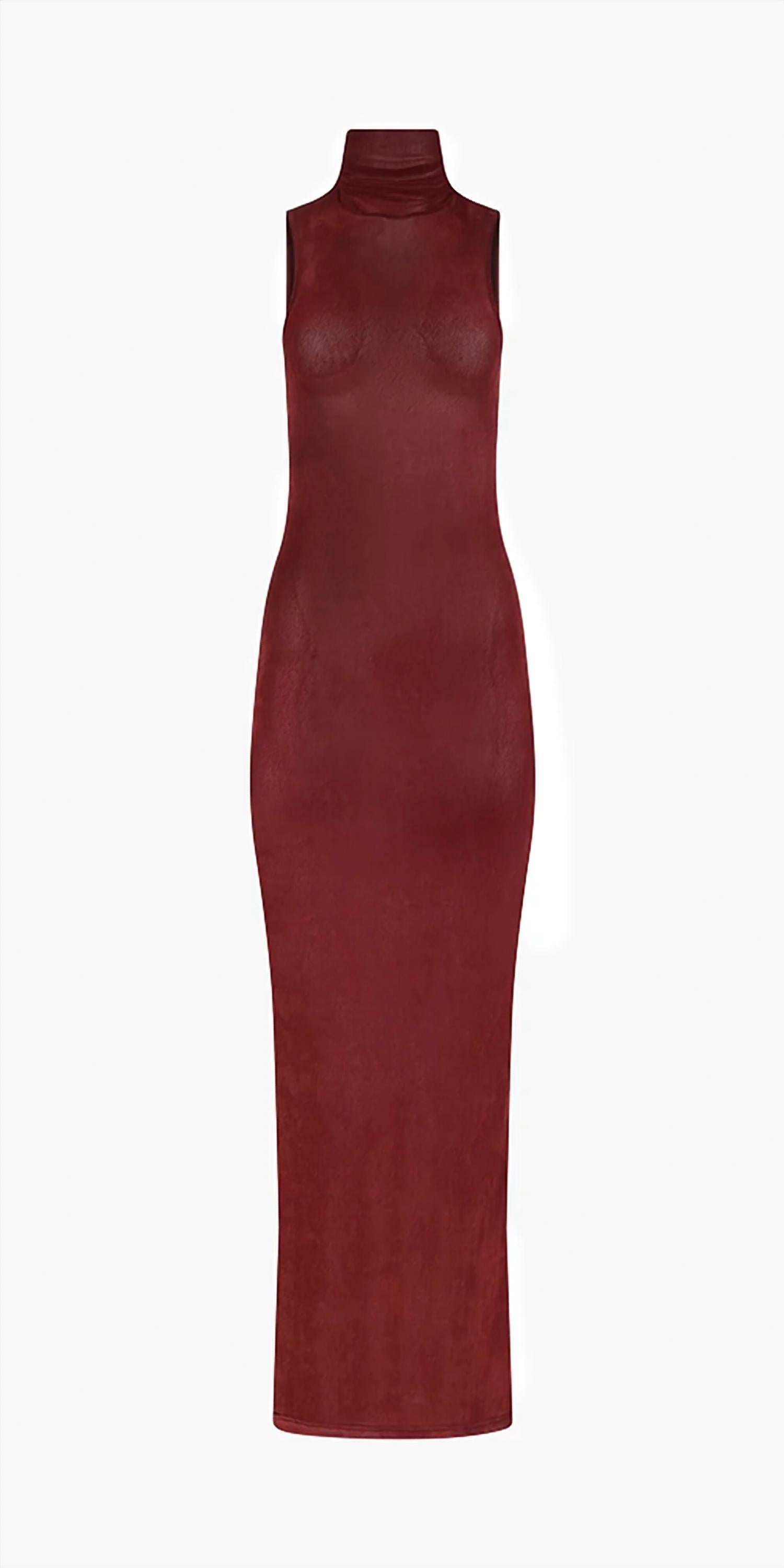 Priscavera - Velvet Mesh Turtleneck Maxi Dress