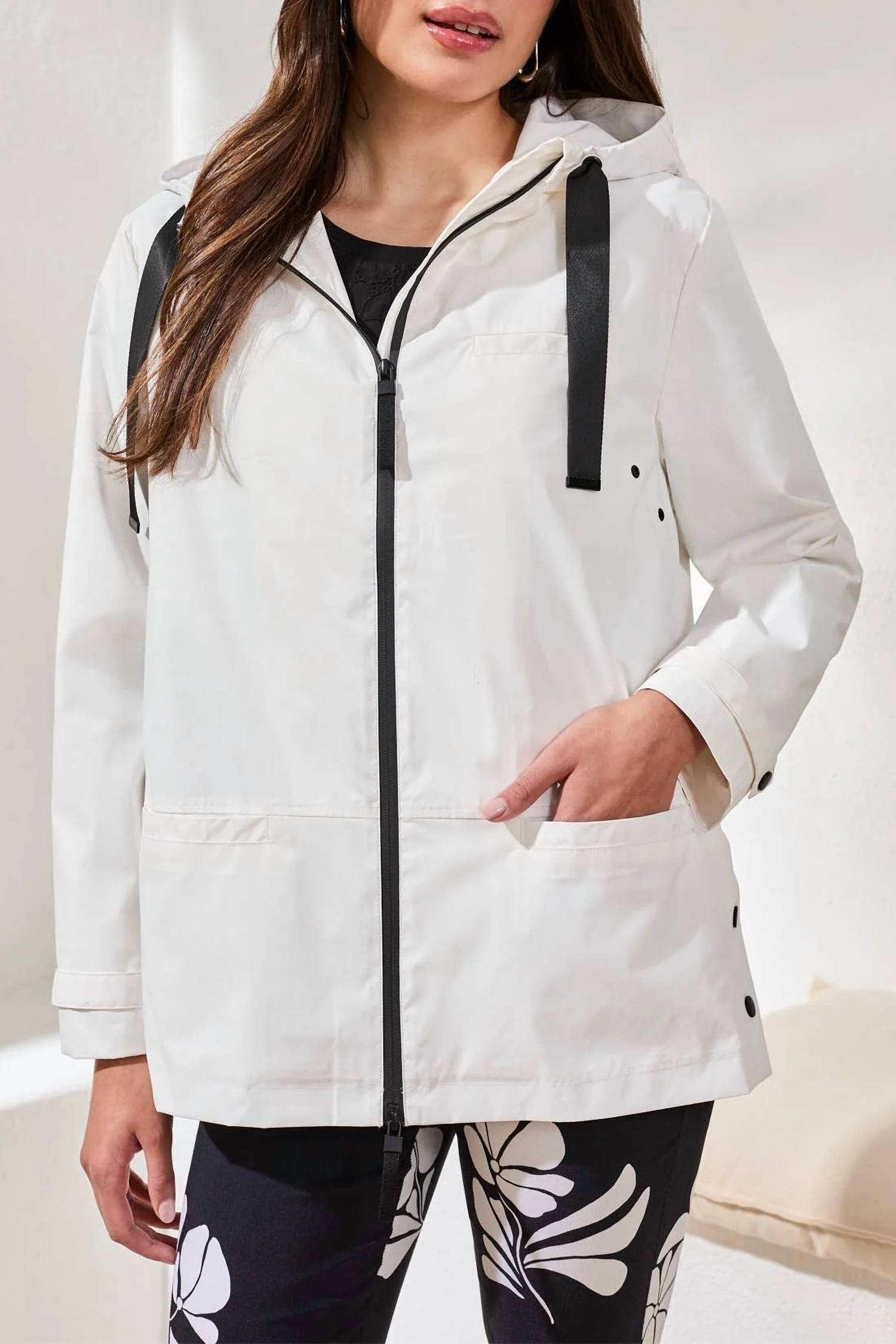 Tribal - Long Sleeve Zip Raincoat With Hood