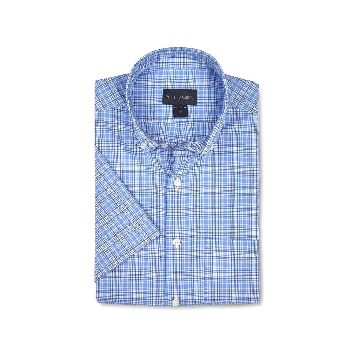 Scott Barber - Men's Short Sleeve Melange Plaid Shirt