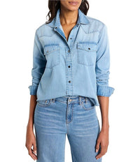 Nic + Zoe - Western Denim Collar Long Sleeve Button Front Shirt