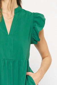 Entro - Ruffled Pocket Tiered Midi Dress