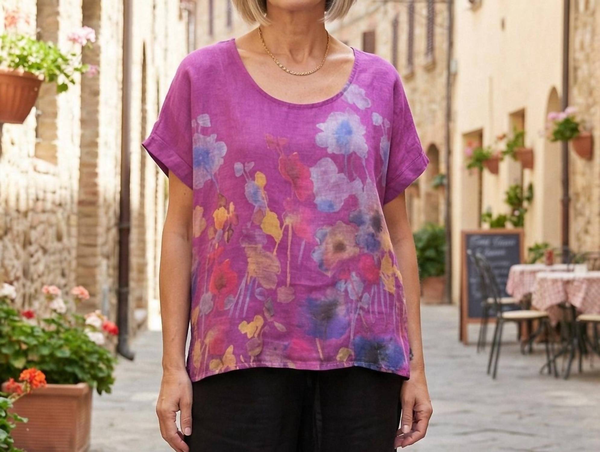 Made In Italy - Flora Linen Top