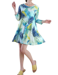 Umgee - Tropical Leaf Print Shift Dress