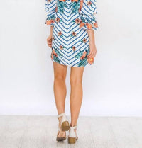 Jealous Tomato - Chevron Stripes Floral Shift Dress