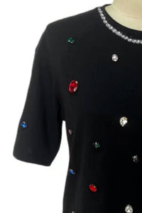 La' Ros - Women's Crown Jewels Embellished Cotton Tee