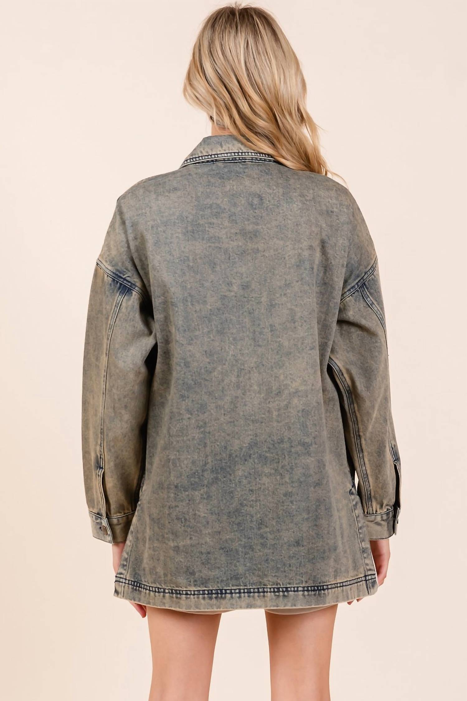 Mittoshop - Denim Oversized Boxy Fit Shirt Jacket