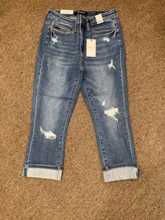 Judy Blue - Women's Distressed Capri Jeans